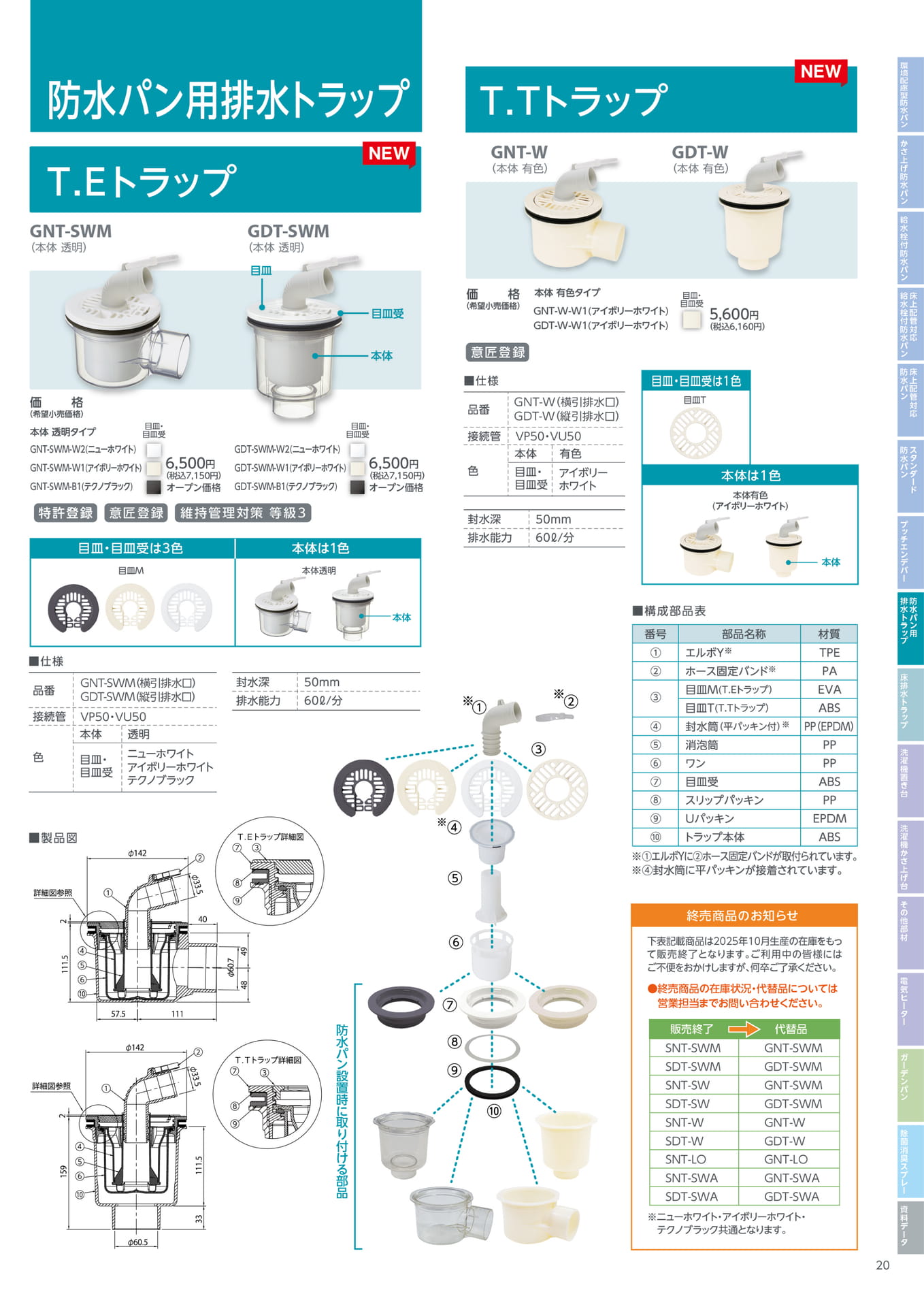 テクノテック 防水パン用排水トラップ